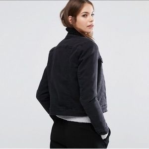 Borge Collar Black Jean Jacket